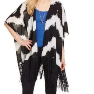 Mossimo Women’s Black and White chevron kimono/ cover up with fringe